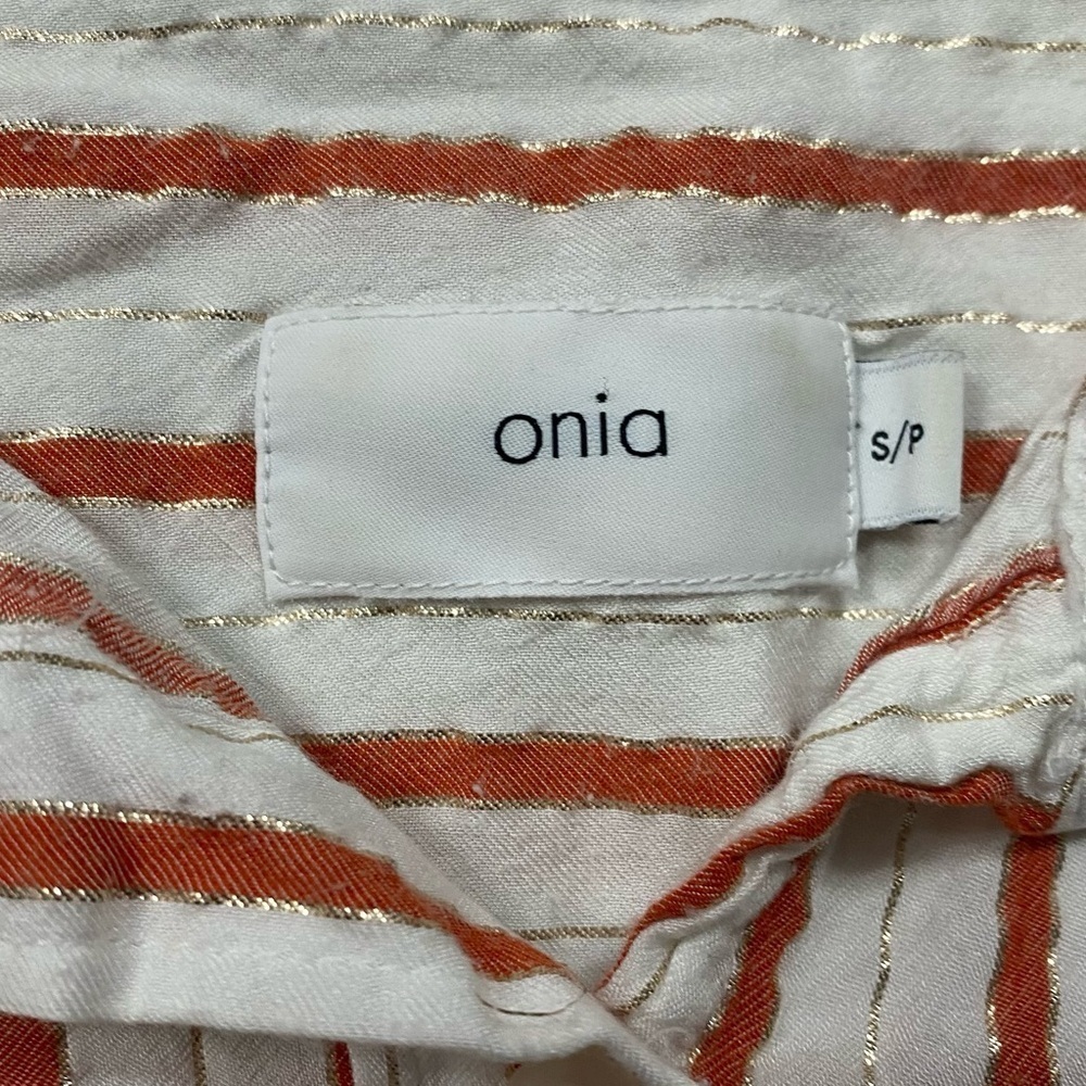 Onia Striped Button Down Swim Cover Up Small Shirt Dress Beach Resort White Red - Picture 11 of 13